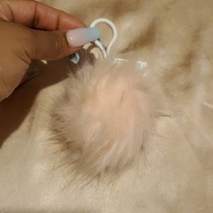 Light Pink Puff Keychain Clip Fob